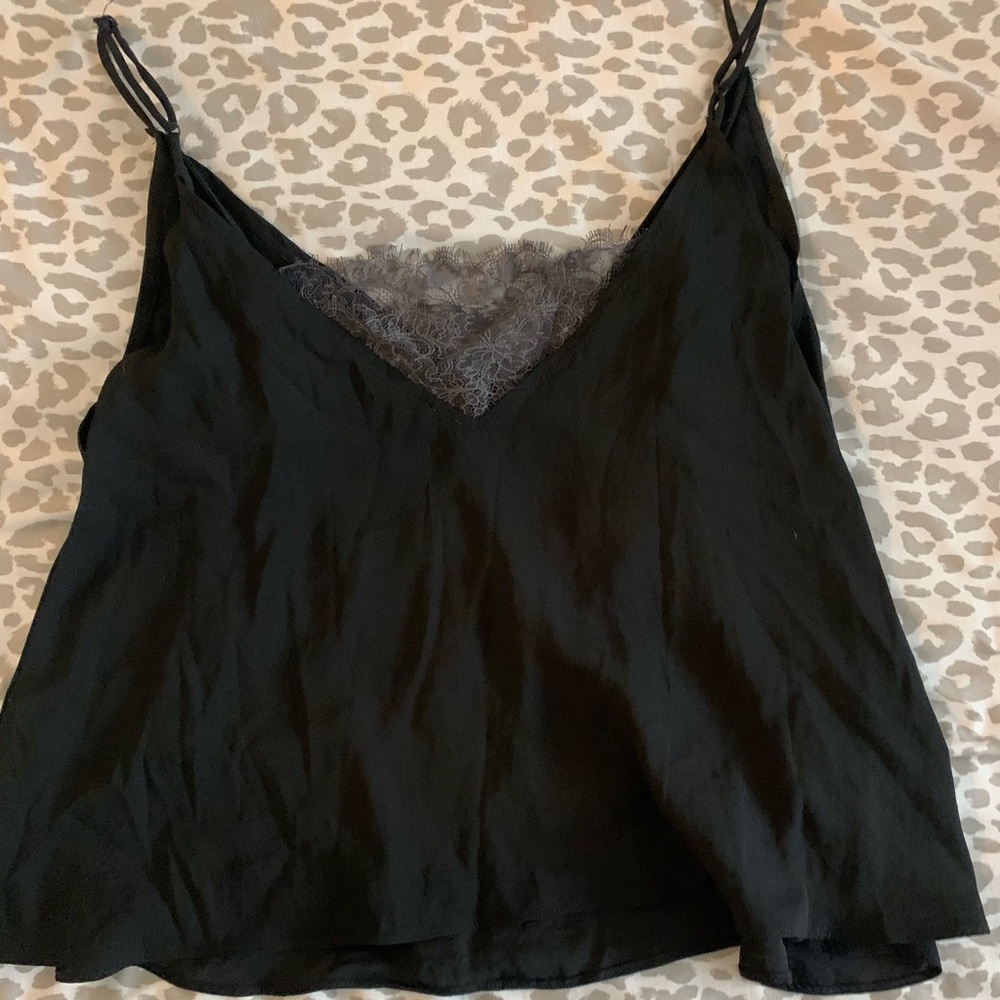 black and grey crop top with spaghetti straps, size xs